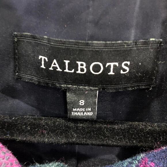 Talbots Wool Pink Green Blue Plaid Peacoat Size 8 - Picture 6 of 9